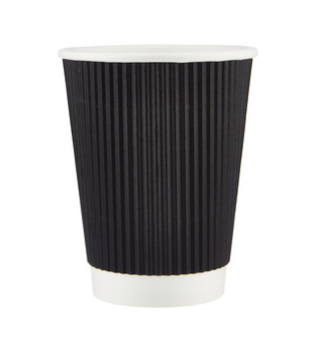 Paquet gobelet café raillure noire 12oz - 25pcs