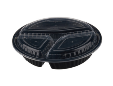 Pièce barquette ronde noire 3 comp par 10pcs