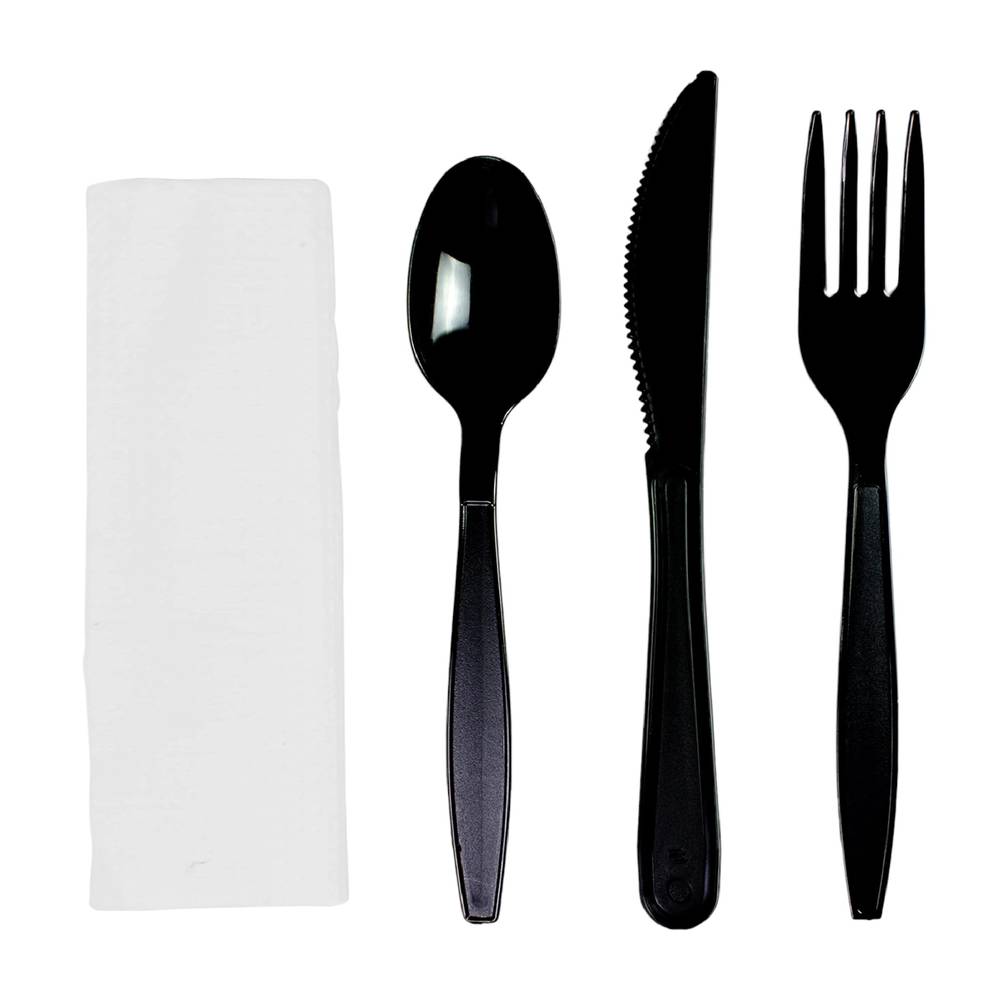 Paquet couvert complet noir 4pcs par 10pcs