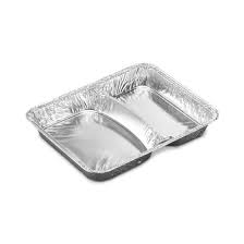 Lot barquette alu 2 compartiments + couvercle par 10pcs