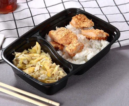 [93BCP2650S] Pièce barquette noire 2 compartiments pm