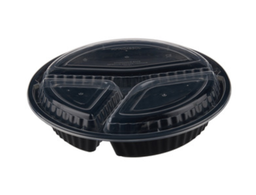 Pièce barquette ronde noire 3 comp par 10pcs